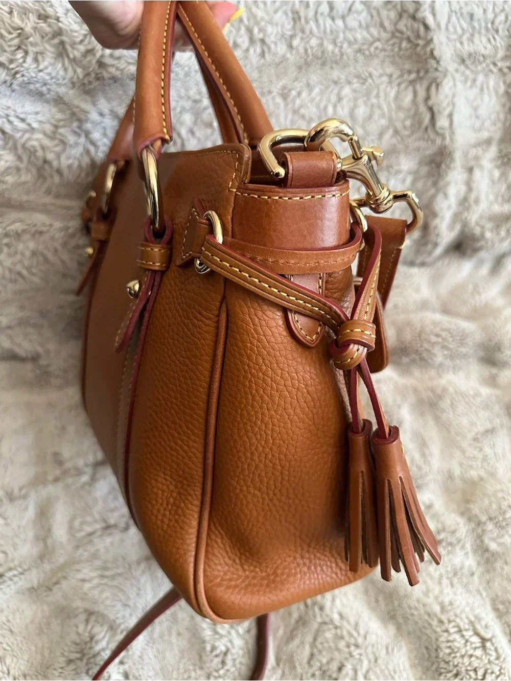 Dooney & Bourke Brown Tan Leather Satchel - Chestnut Brown
